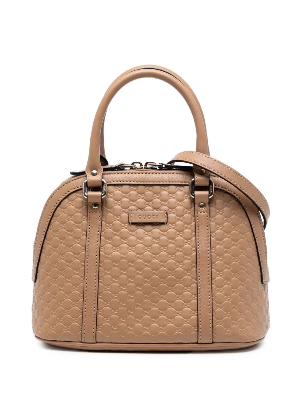 Pre-owned Gucci 2016-2025 Mini Microssima Dome Satchel In Brown