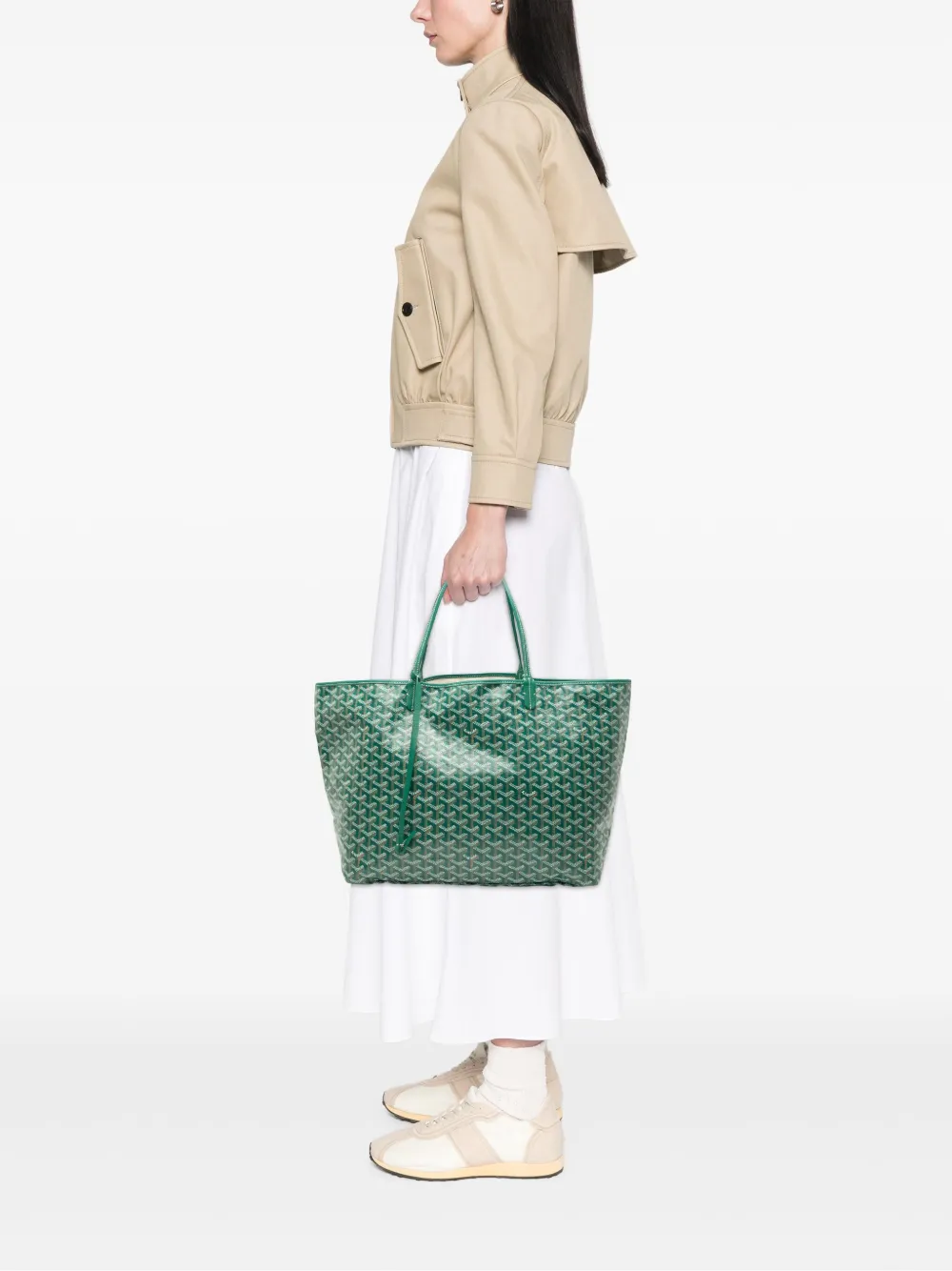 Pre-owned Goyard 2019 Ine Saint Louis Gm Tote Bag In Green