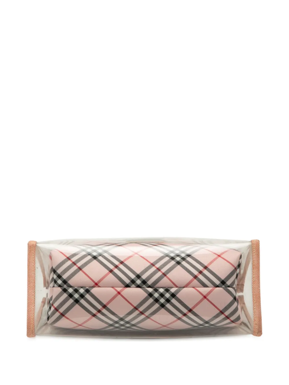 Pre-owned Burberry 2000-2017 Vinyl And Nova Check Canvas Bamboo Tote Bag In Brown