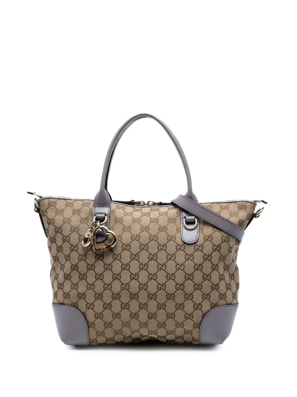 Gucci Pre-Owned 2016-2025 GGキャンバス ハートビット サッチェルバッグ - パープル Gucci Pre-Owned 2016-2025 GGキャンバス ハートビット サッチェルバッグ - パープル