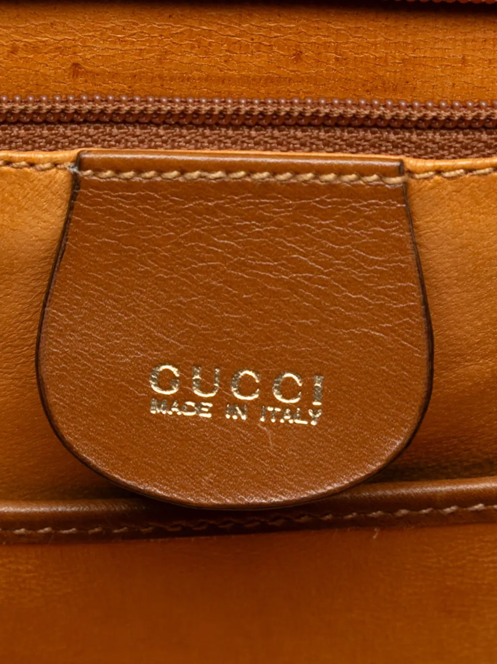 Pre-owned Gucci 20th Century Small Grained Calfskin Bamboo Top Handle Bag Satchel In Brown