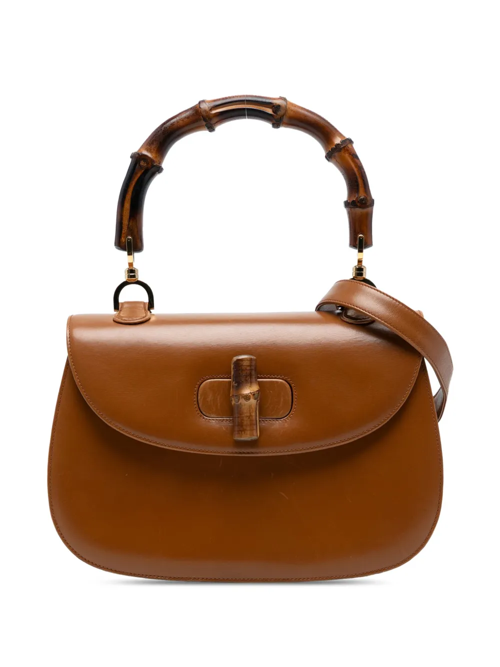 Gucci Pre-Owned 20th Century スモール グレインカーフ バンブー トップハンドル サッチェルバッグ - ブラウン Gucci Pre-Owned 20th Century スモール グレインカーフ バンブー トップハンドル サッチェルバッグ - ブラウン