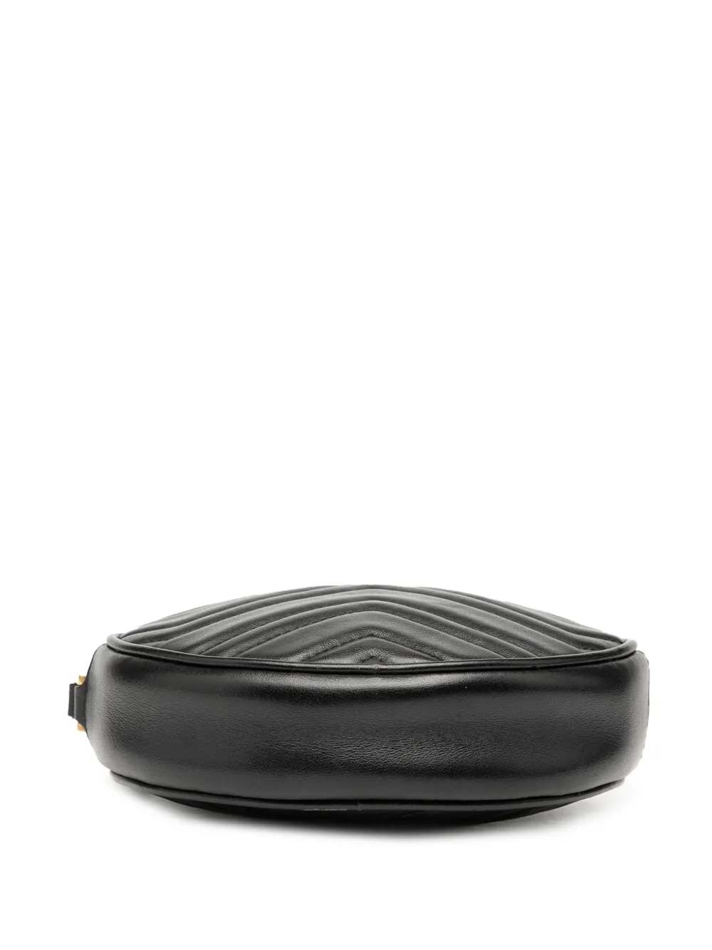 Pre-owned Gucci 2016-2025 Gg Marmont Matelasse Leather Round Wristlet Clutch Bag In Black