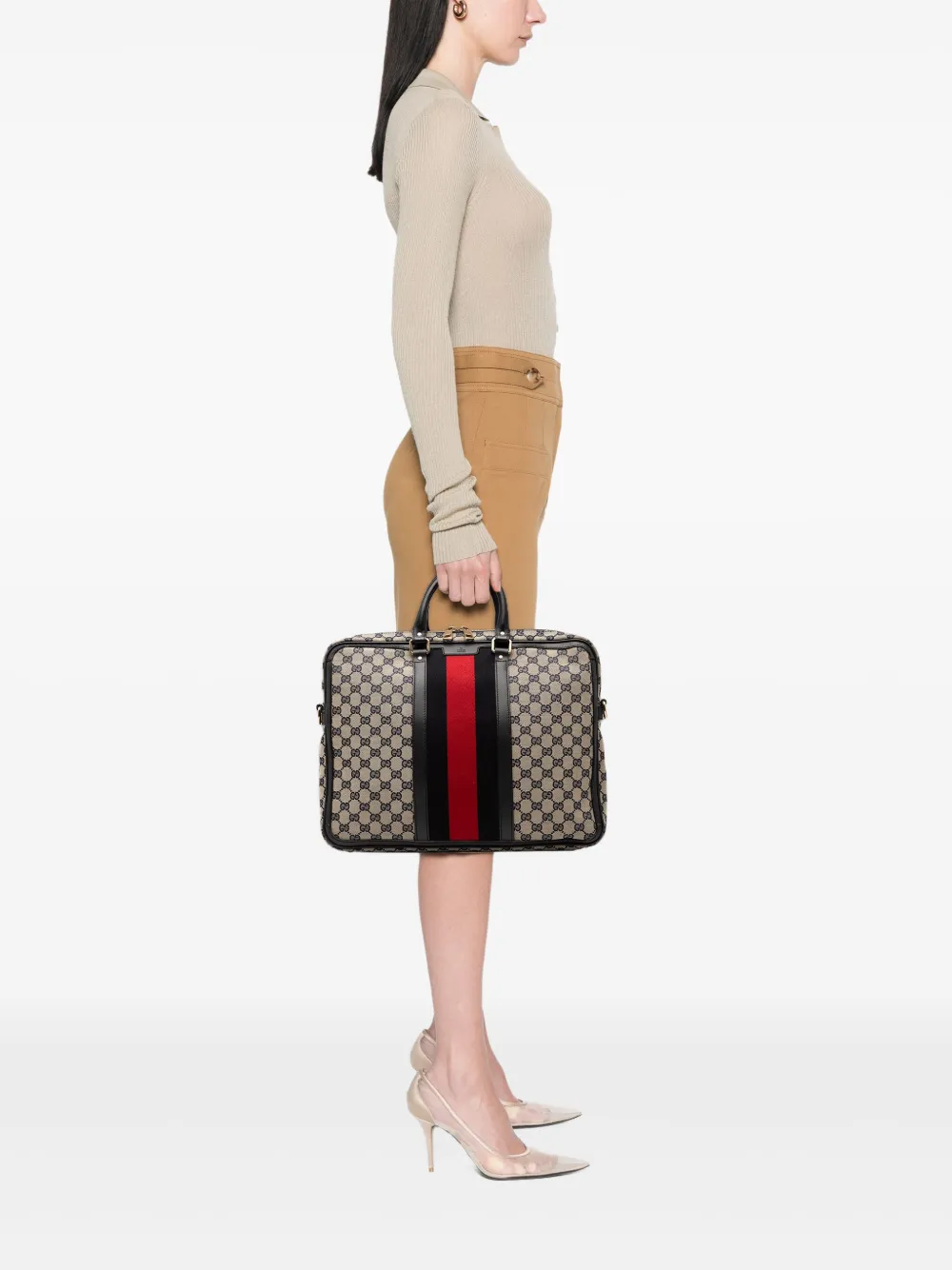 Gucci Pre-Owned 2000-2015 GG Canvas Web Briefcase business bag | Pre-Owned | Image 2