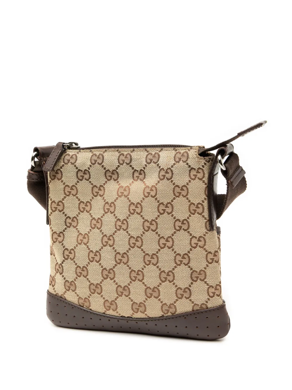GUCCI Pre-owned 2000-2015 Small Gg Canvas Perforated Crossbody Bag In Brown