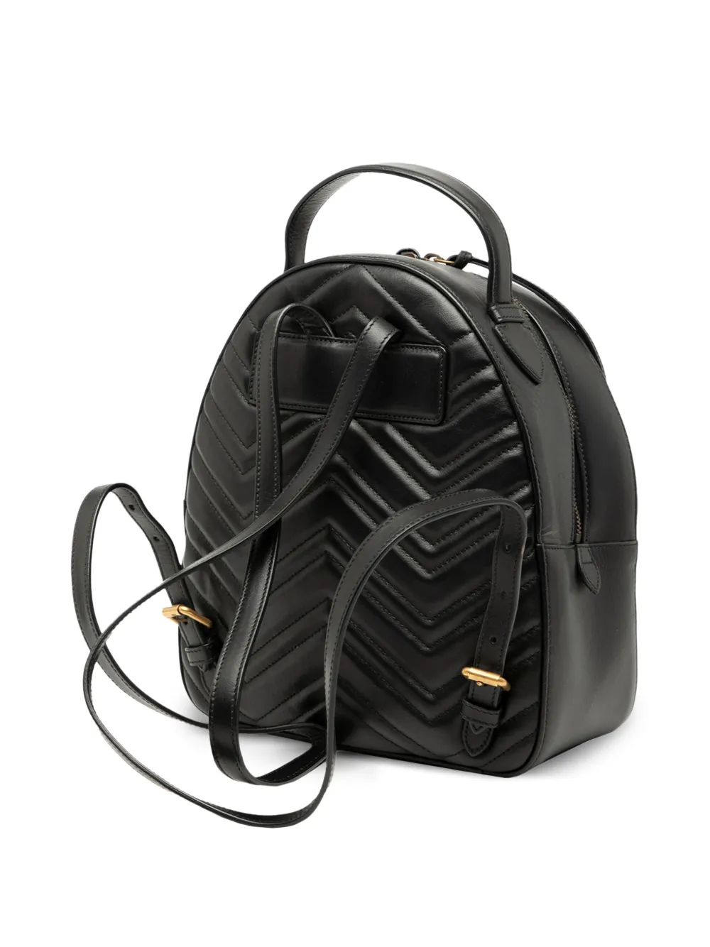 Pre-owned Gucci 2000-2015 Small Gg Marmont Matelasse Leather Animalier Backpack In Black