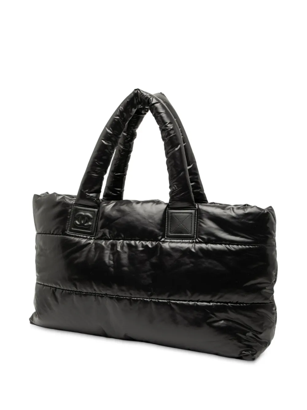 CHANEL Pre-owned 2016-2017 Medium Quilted Nylon Coco Cocoon Tote Bag In Black