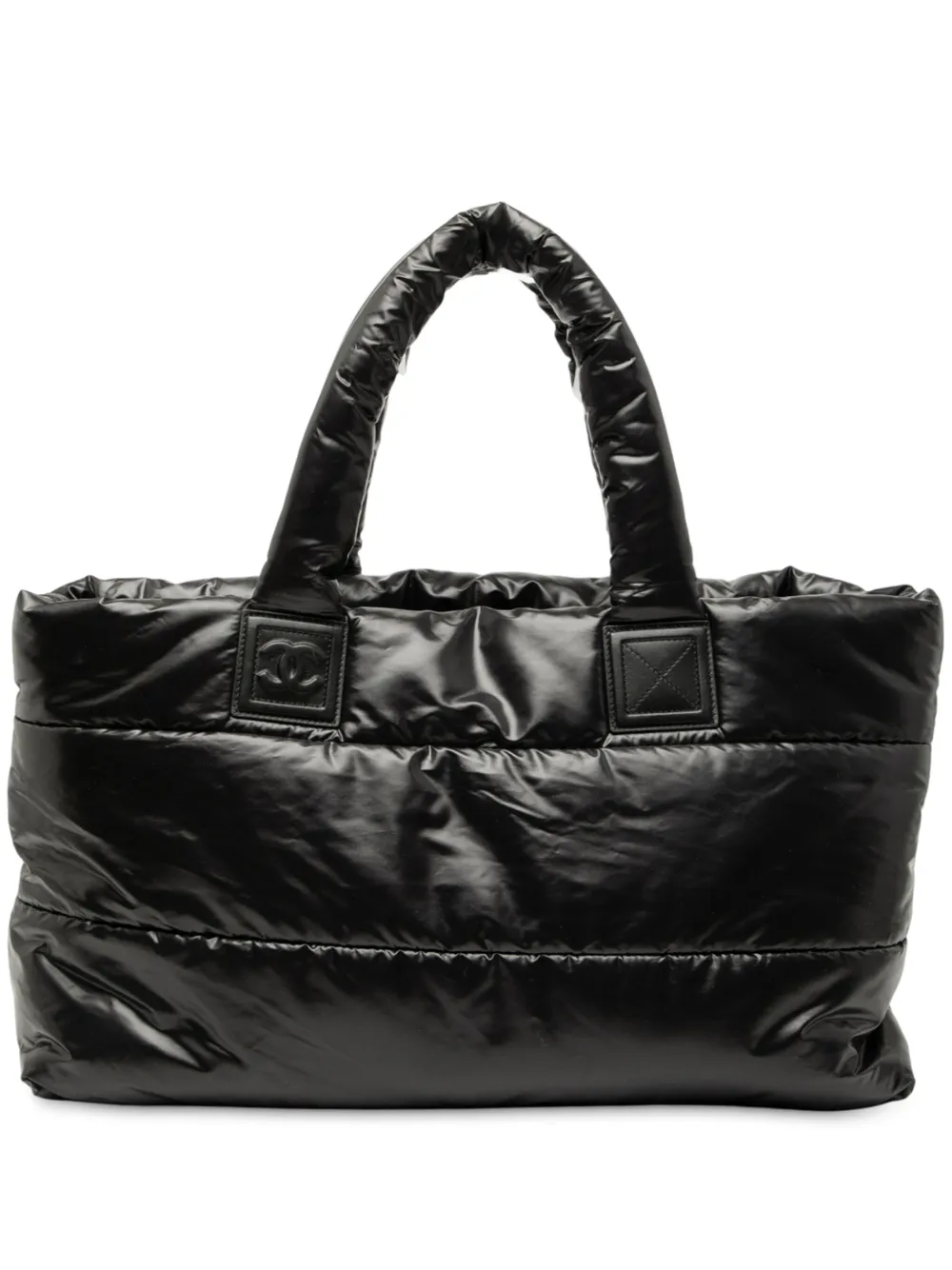 CHANEL Pre-Owned 2016-2017 ミディアム マトラッセ ナイロン ココ コクーン ハンドバッグ - ブラック CHANEL Pre-Owned 2016-2017 ミディアム マトラッセ ナイロン ココ コクーン ハンドバッグ - ブラック