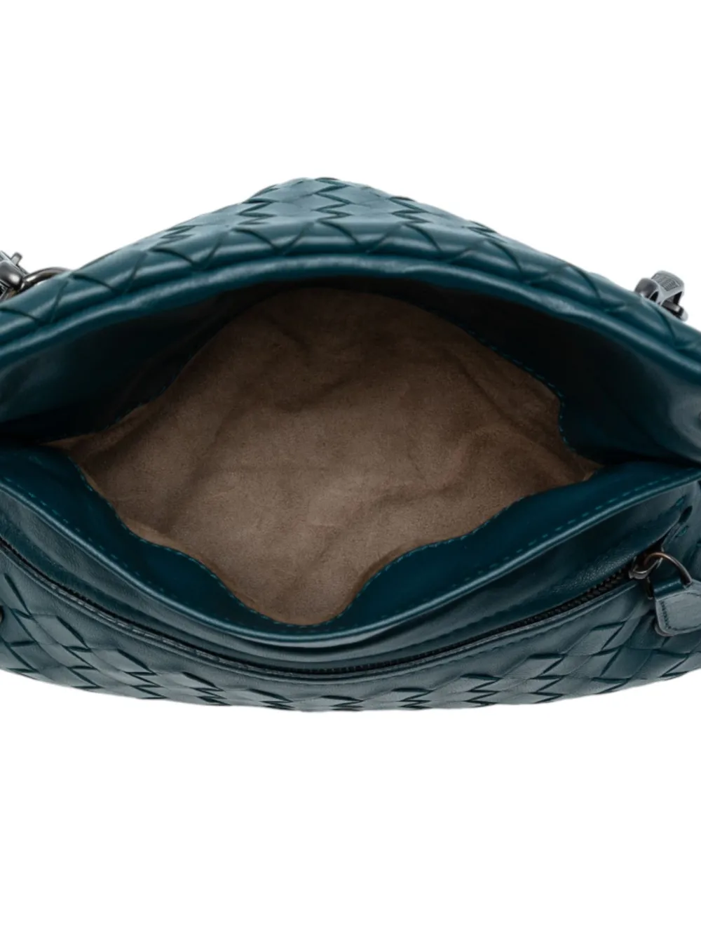 Pre-owned Bottega Veneta 2012-2025 Mini Nappa Intrecciato Expandable Chain Crossbody Bag In Blue