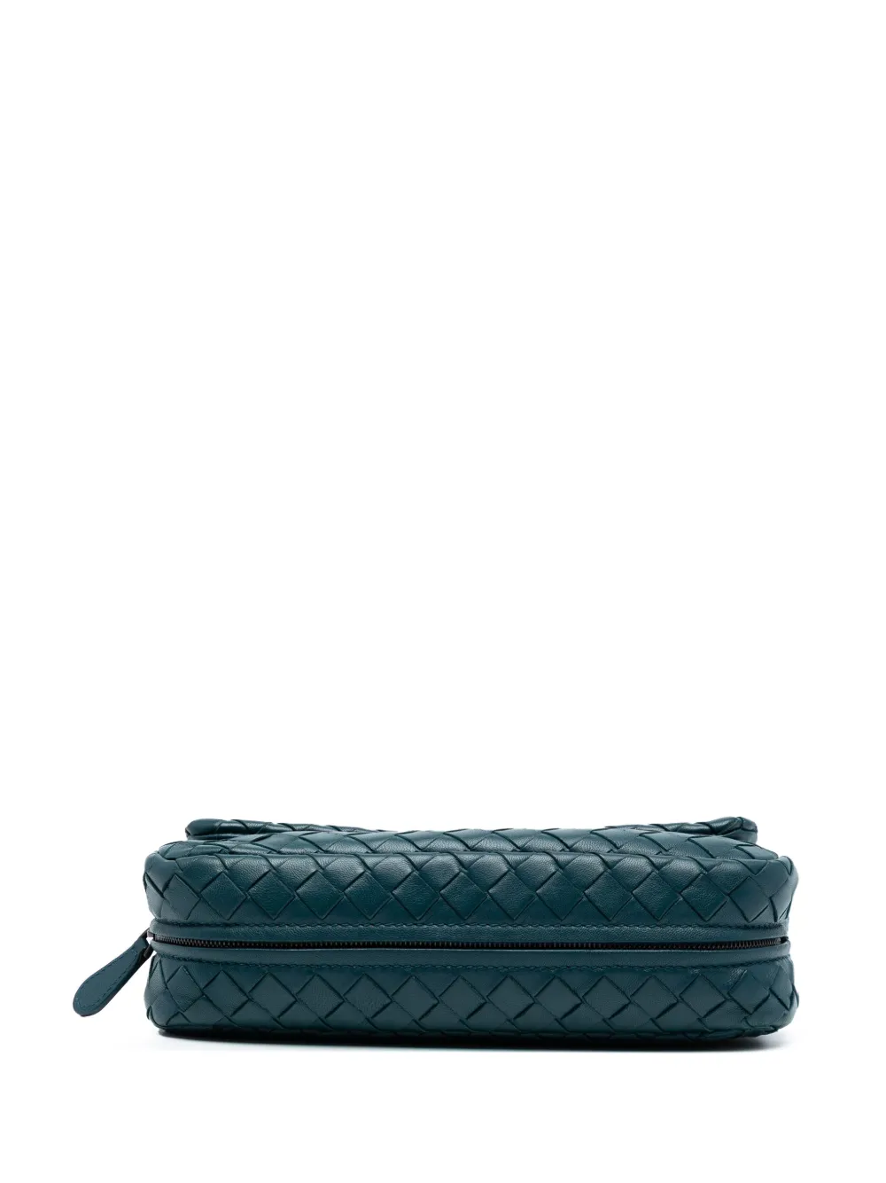 Pre-owned Bottega Veneta 2012-2025 Mini Nappa Intrecciato Expandable Chain Crossbody Bag In Blue