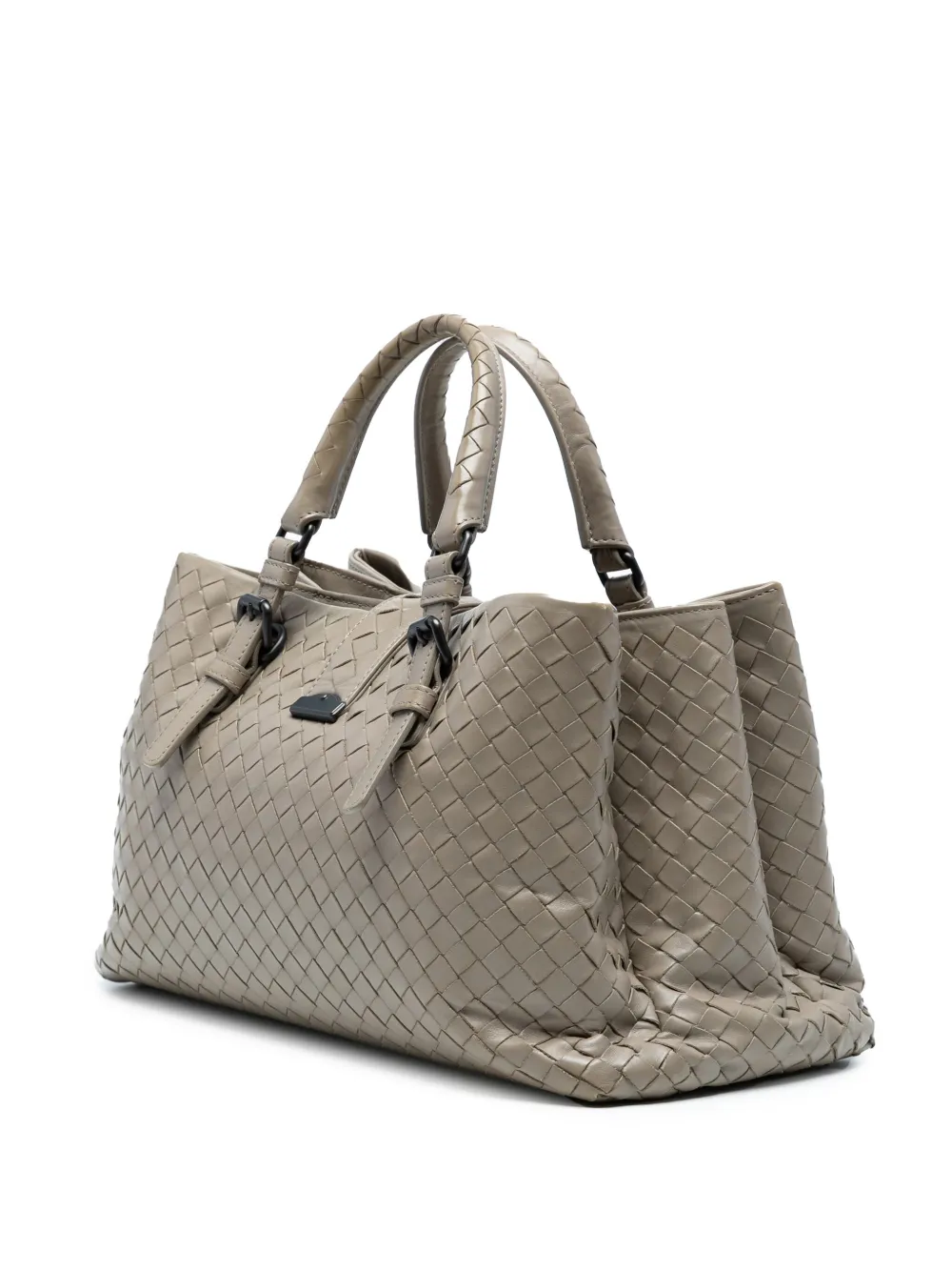 BOTTEGA VENETA Pre-owned 2012-2025 Small Nappa Intrecciato Roma Satchel In Gray