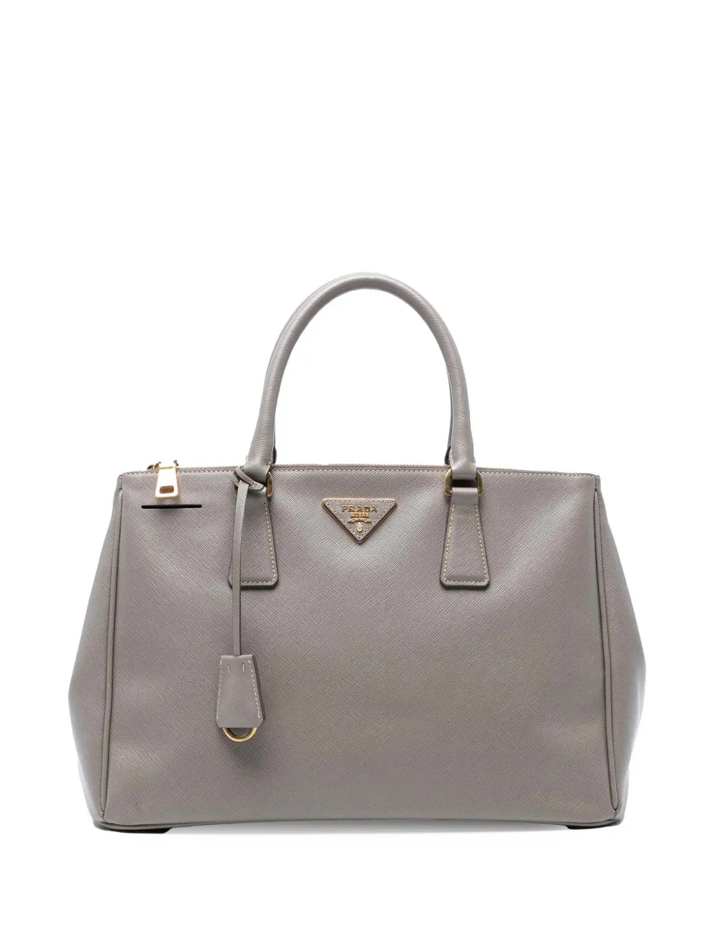 Prada Pre-Owned 2013-2025 ミディアム サフィアーノルクス ガレリア ダブルジップ サッチェルバッグ - グレー Prada Pre-Owned 2013-2025 ミディアム サフィアーノルクス ガレリア ダブルジップ サッチェルバッグ - グレー