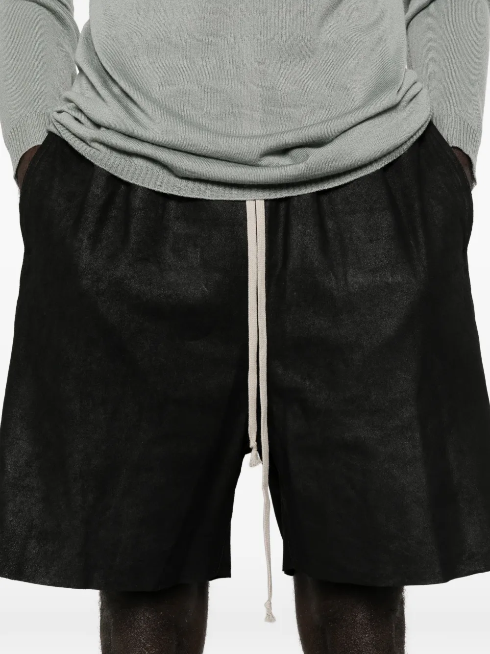 Rick Owens Boxers Drawstring Split Shorts In Black