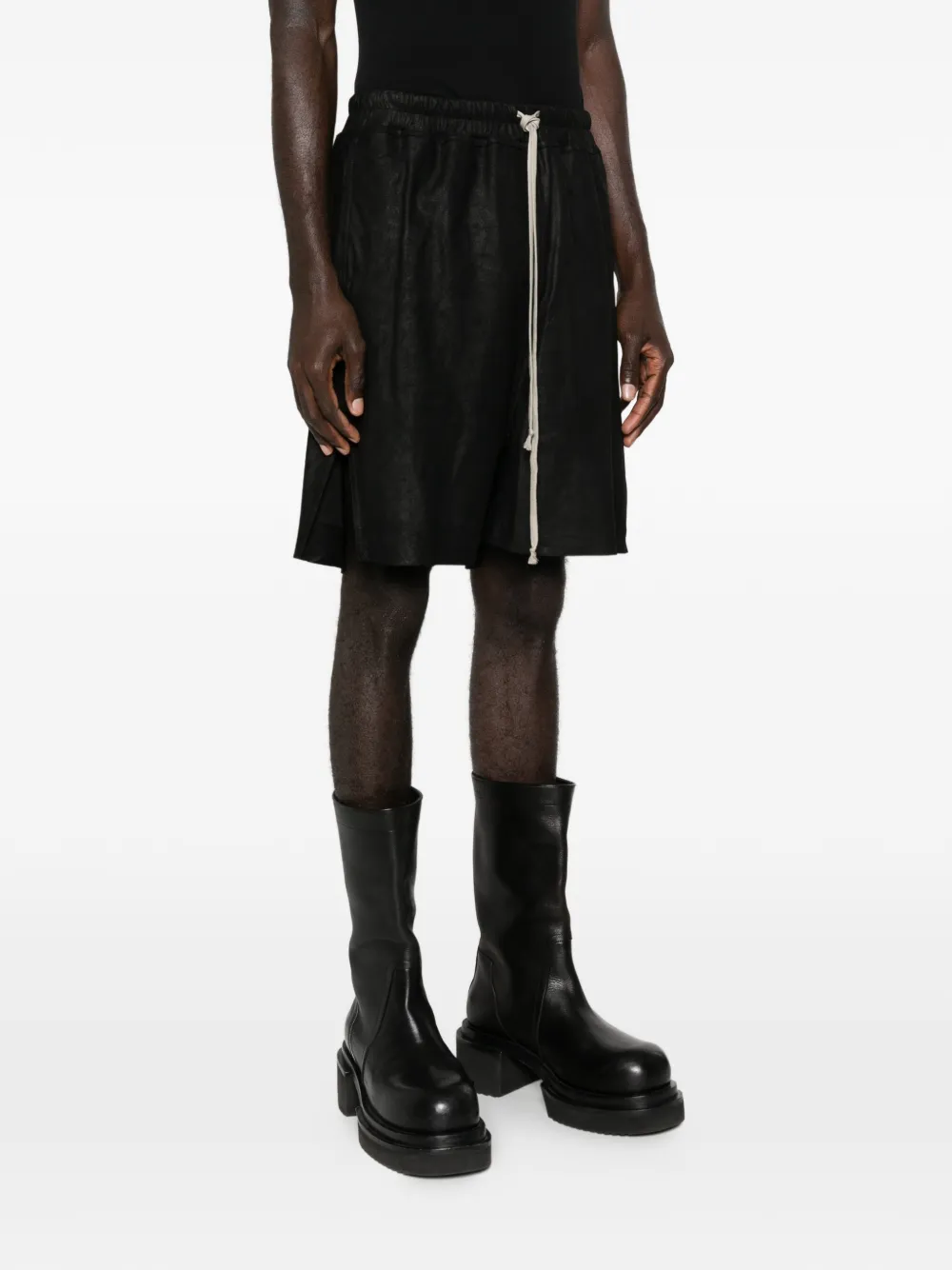 Rick Owens Boxers Drawstring Split Shorts In Black