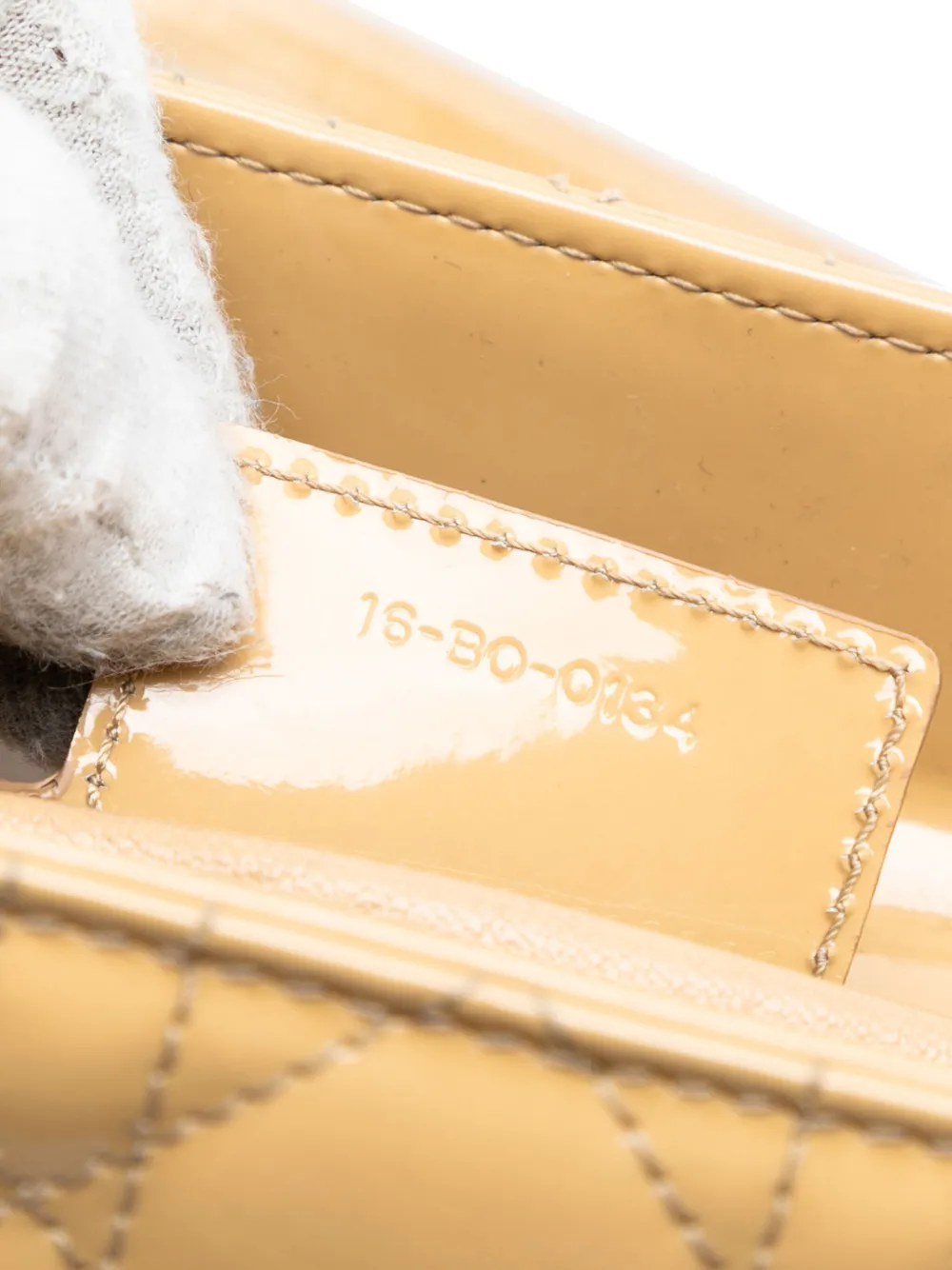 DIOR Pre-owned 2014 Medium Patent Cannage Lady Satchel In Brown