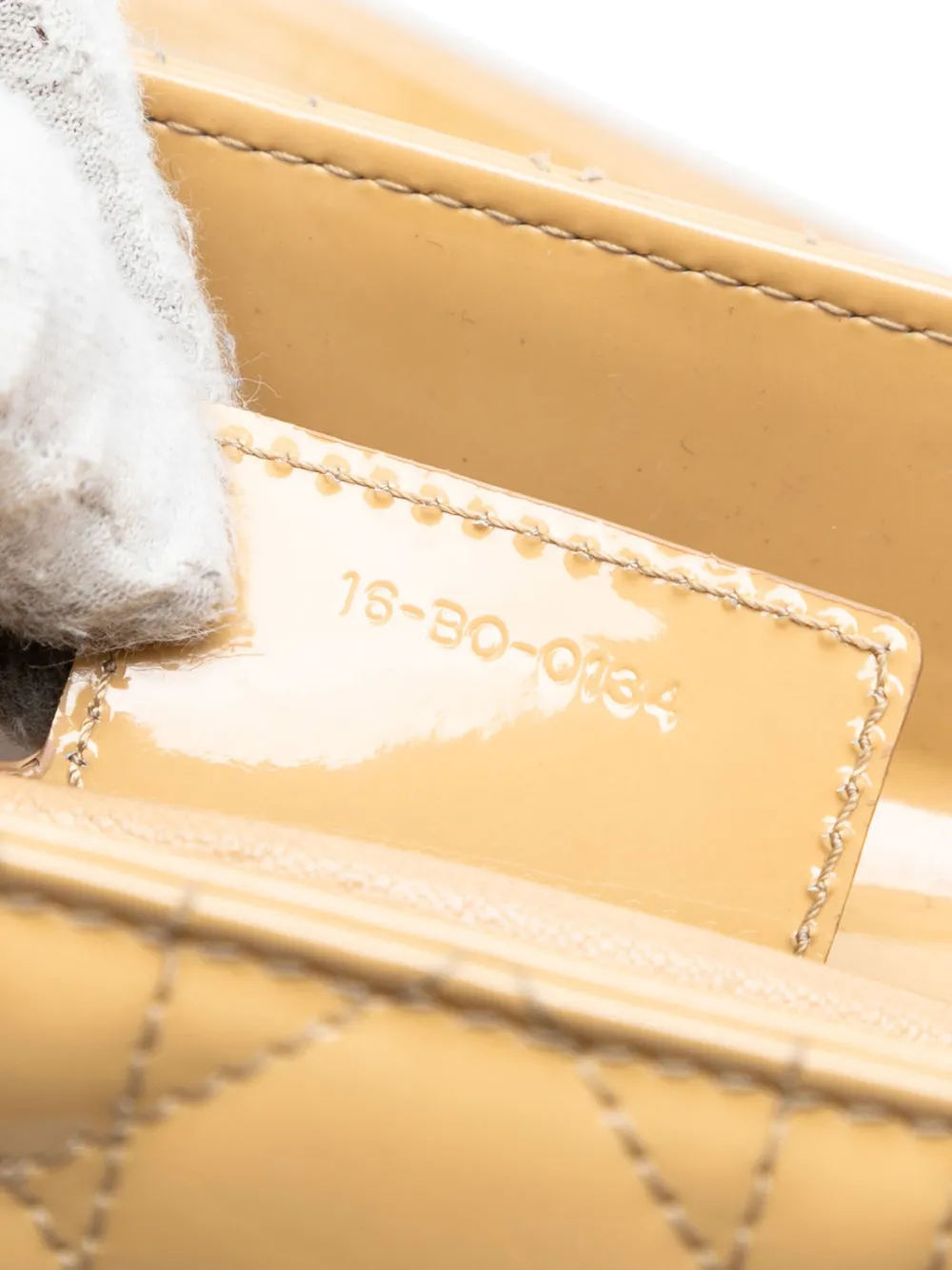 DIOR Pre-owned 2014 Medium Patent Cannage Lady Satchel In Brown