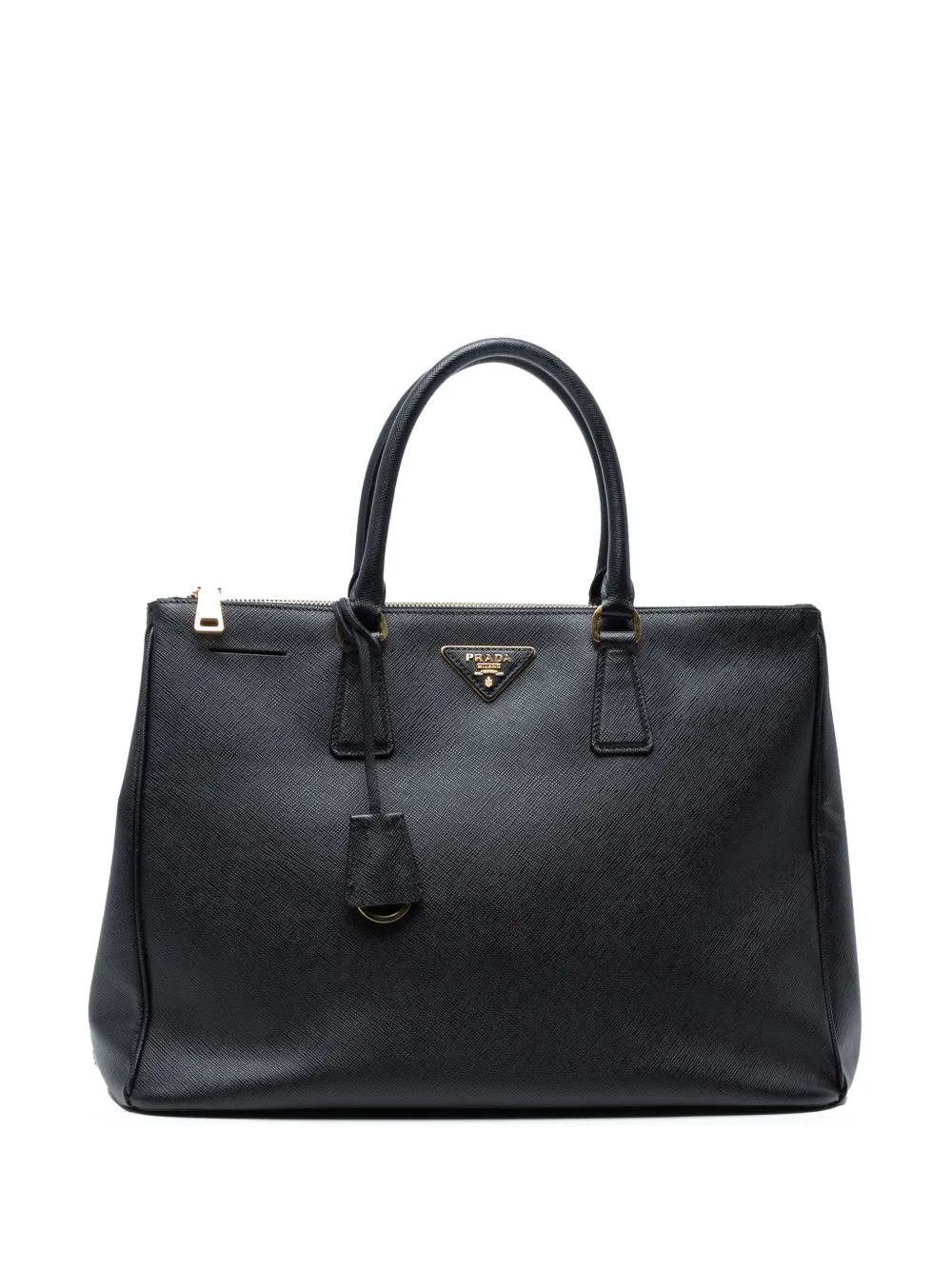 Prada Pre-Owned 2010-2025 ラージ サフィアーノルクス ガレリア ダブルジップ サッチェルバッグ - ブラック Prada Pre-Owned 2010-2025 ラージ サフィアーノルクス ガレリア ダブルジップ サッチェルバッグ - ブラック