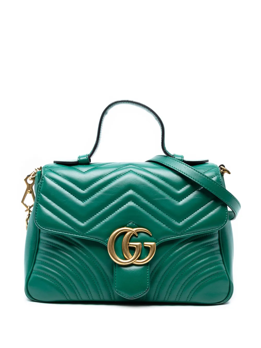 Gucci Pre-Owned 2016-2025 スモール GGマーモント マテラッセ レザー トップハンドル サッチェルバッグ -