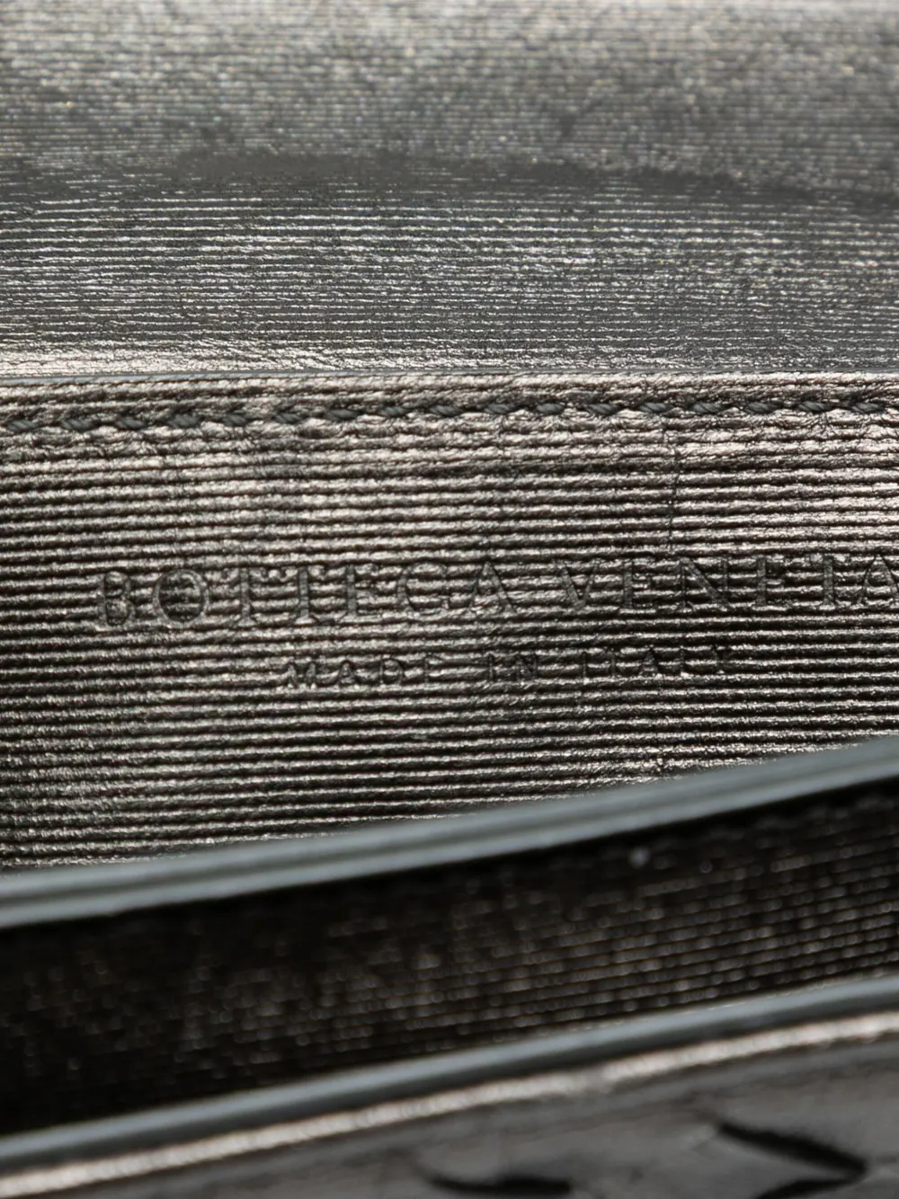 Pre-owned Bottega Veneta 2012-2025 Mini Metallic Nappa Intrecciato Chain Flap Crossbody Bag In Gray