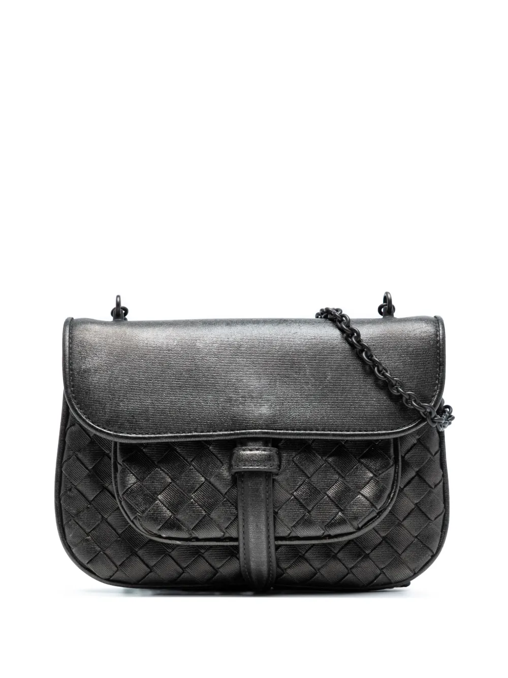 Bottega Veneta Pre-Owned 2012-2025 ミニ メタリック ナッパ イントレチャート チェーン フラップ Bottega Veneta Pre-Owned 2012-2025 ミニ メタリック ナッパ イントレチャート チェーン フラップ