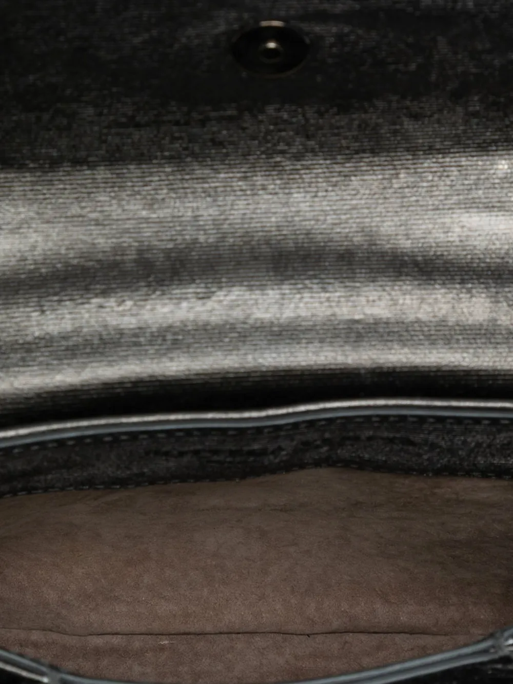 Pre-owned Bottega Veneta 2012-2025 Mini Metallic Nappa Intrecciato Chain Flap Crossbody Bag In Gray