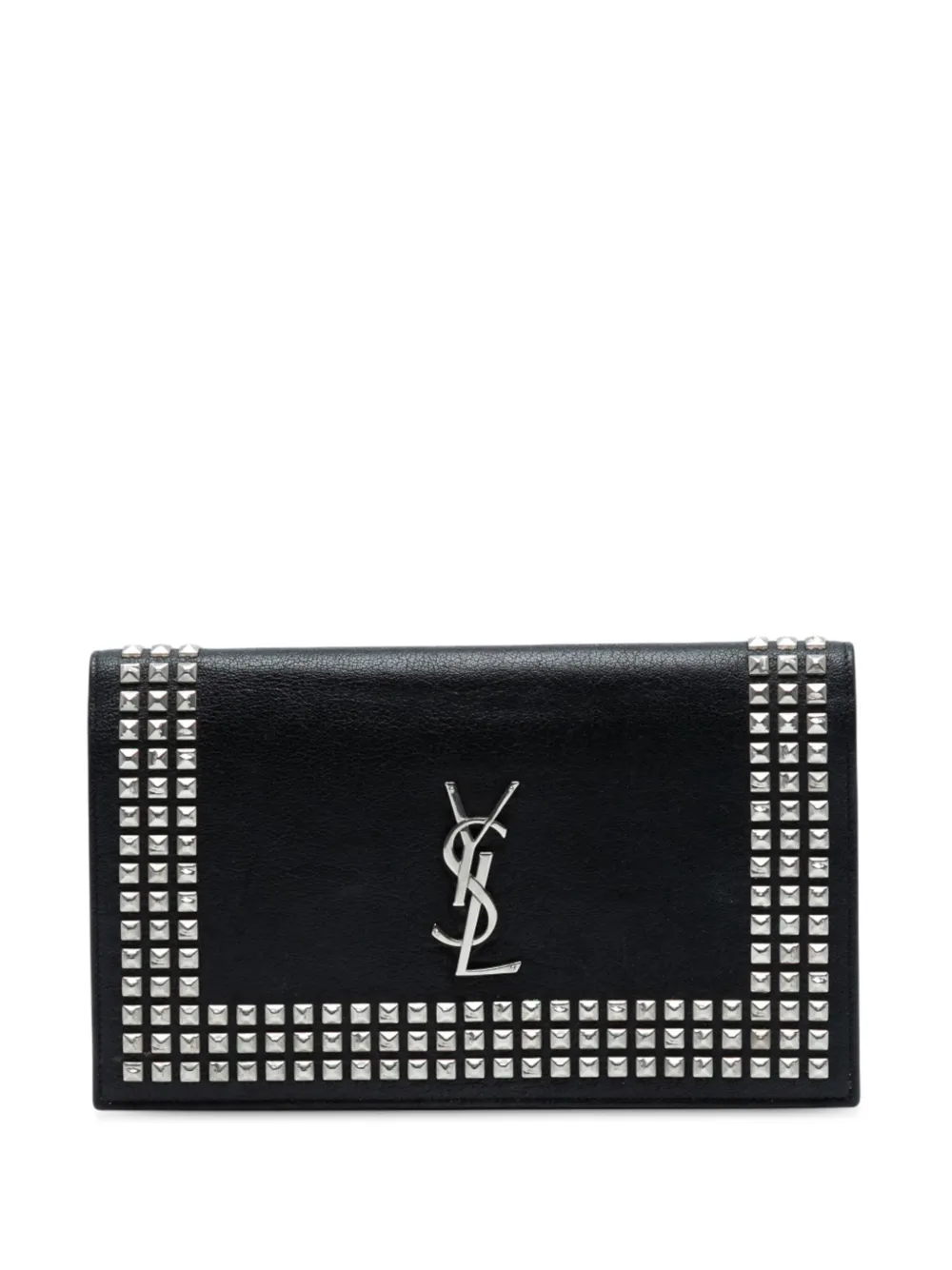 Saint Laurent Pre-Owned 2015 スタッズレザーモノグラム クラッチバッグ - ブラック Saint Laurent Pre-Owned 2015 スタッズレザーモノグラム クラッチバッグ - ブラック