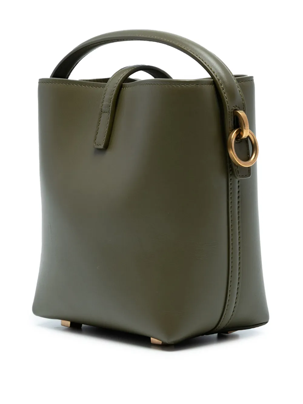 SAINT LAURENT Pre-owned 2024 Mini Shiny Calfskin Le 37 Bucket Bag In Green