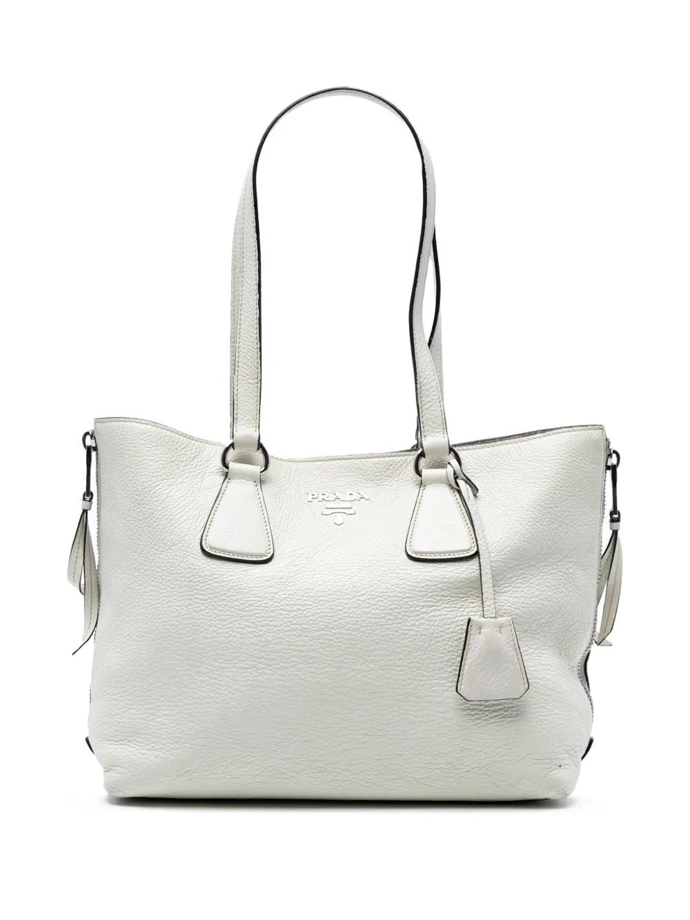 Prada Pre-Owned 2000-2025 ヴィッテロダイノ サイドジップ ハンドバッグ - ホワイト Prada Pre-Owned 2000-2025 ヴィッテロダイノ サイドジップ ハンドバッグ - ホワイト