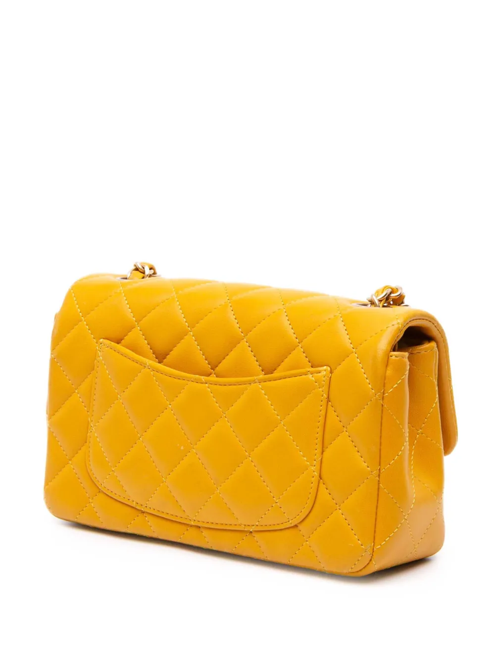 CHANEL Pre-owned 2014 Mini Rectangular Classic Lambskin Single Flap Crossbody Bag In Yellow