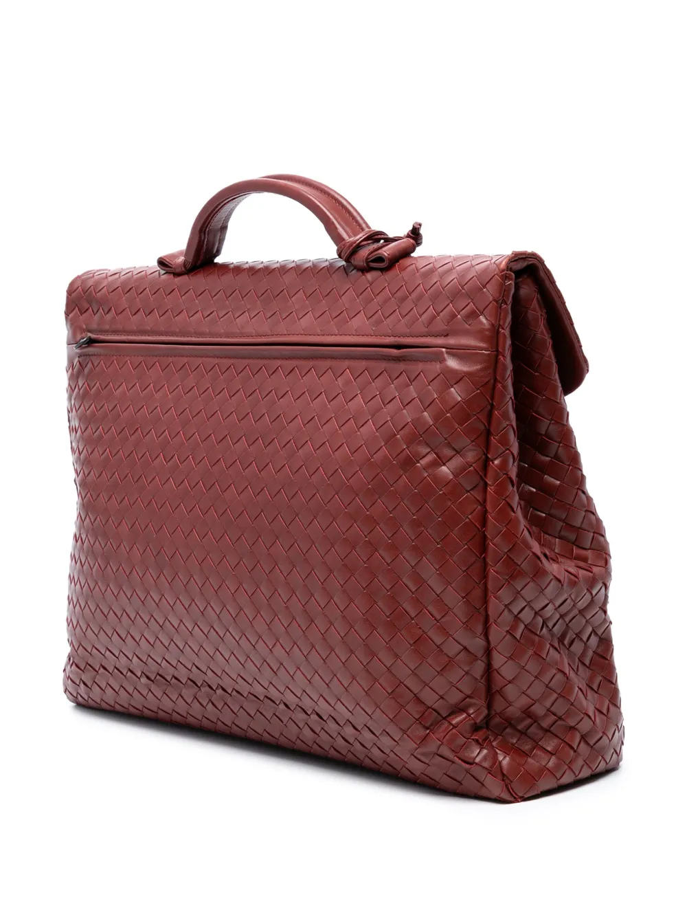 Pre-owned Bottega Veneta 2012-2025 Nappa Intrecciato Briefcase Business Bag In Red