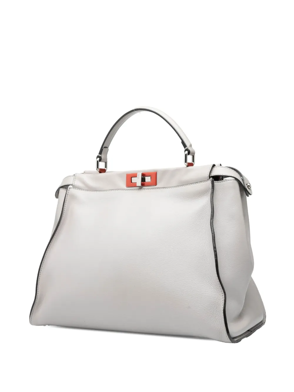 Pre-owned Fendi 2000-2010 Large Leather Peekaboo Satchel In Gray