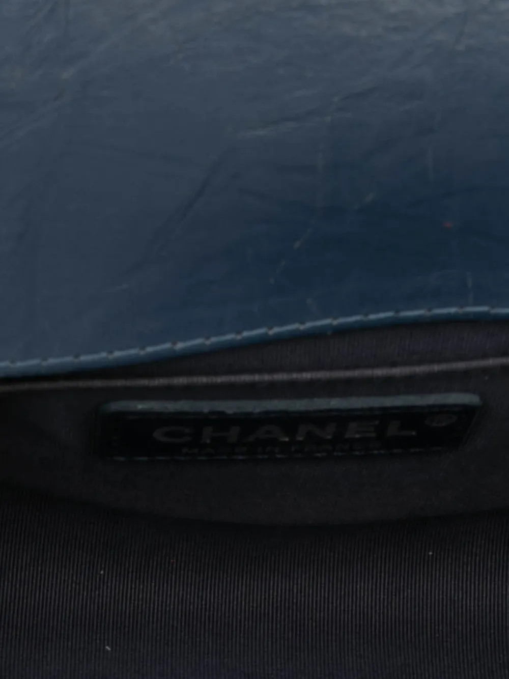 CHANEL Pre-owned 2017-2018 Small Chevron Aged Calfskin Jacket Boy Flap Crossbody Bag In Blue