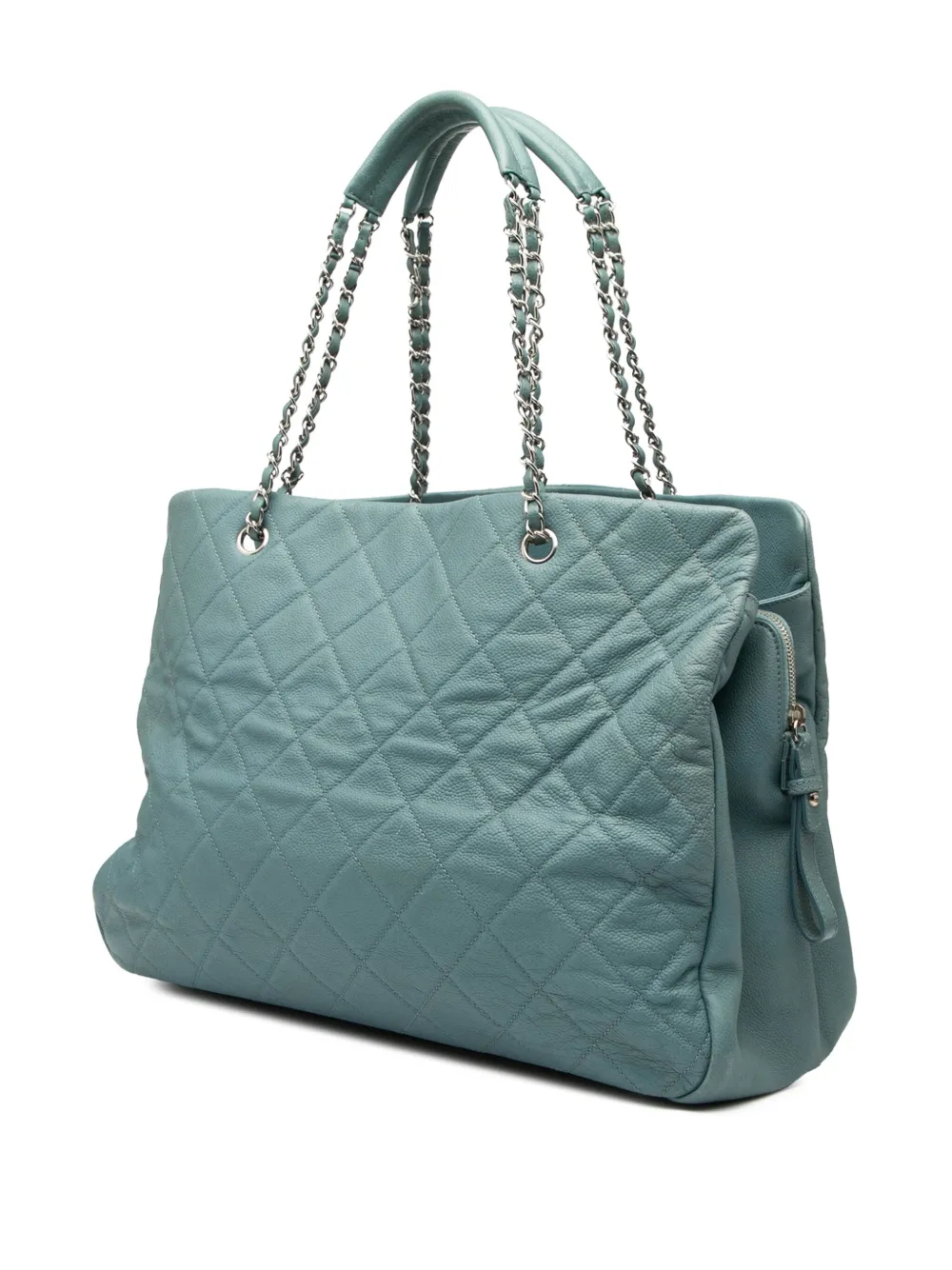 Pre-owned Chanel 2010-2011 Quilted Caviar Timeless Xl Tote Bag In Blue