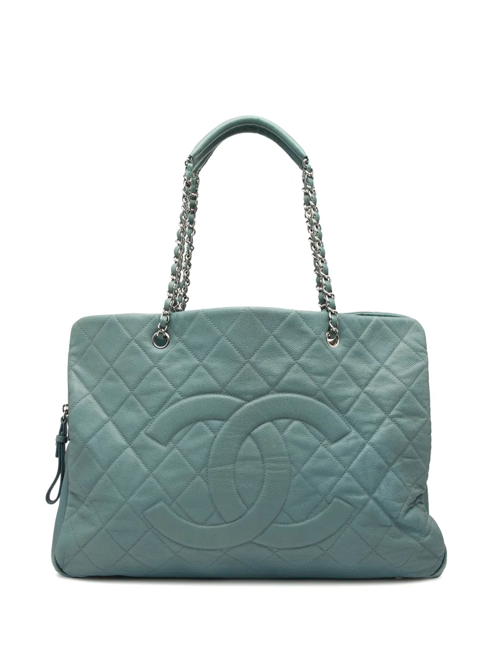 CHANEL Pre-Owned 2010-2011 マトラッセ キャビア タイムレス XL ハンドバッグ - ブルー CHANEL Pre-Owned 2010-2011 マトラッセ キャビア タイムレス XL ハンドバッグ - ブルー