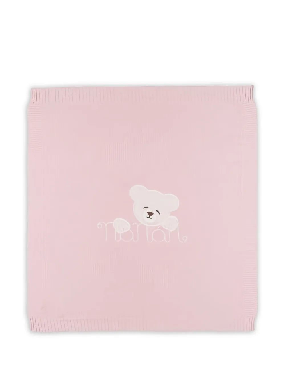 NANAN teddy bear-embroidered blanket - Rosa