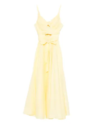 POST MERIDIEM Jacquard satin-panel Midi Dress | Yellow | FARFETCH