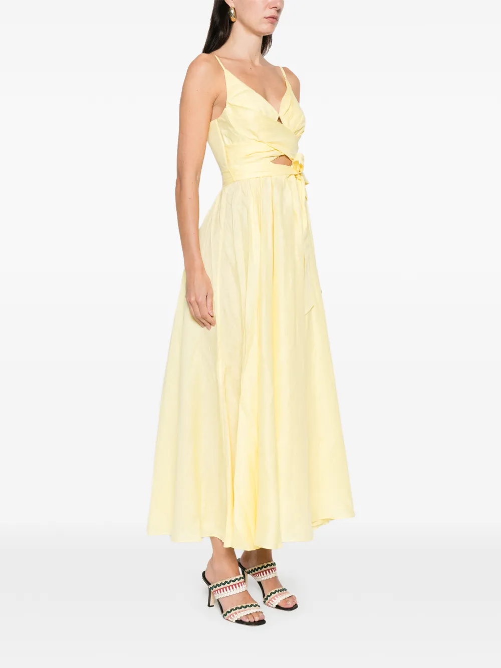 ZIMMERMANN Midi-jurk met gestrikte taille Geel