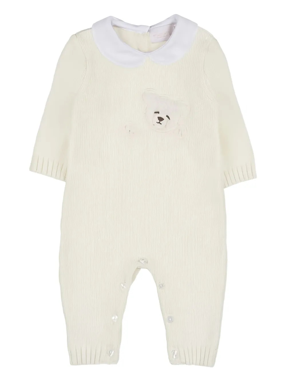 Nanán Teddy Bear-appliqué Romper In White