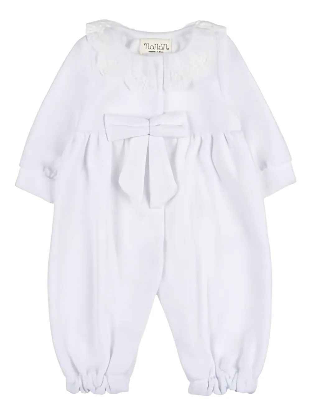 Nanán Bow-detail Lace-collar Romper In White