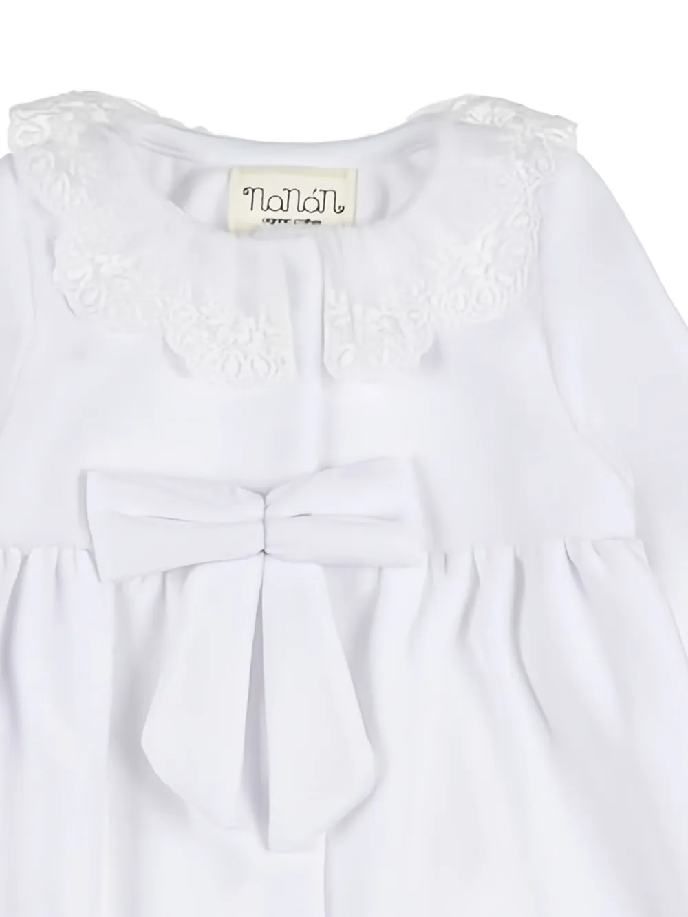 NANAN bow-detail lace-collar romper - Wit