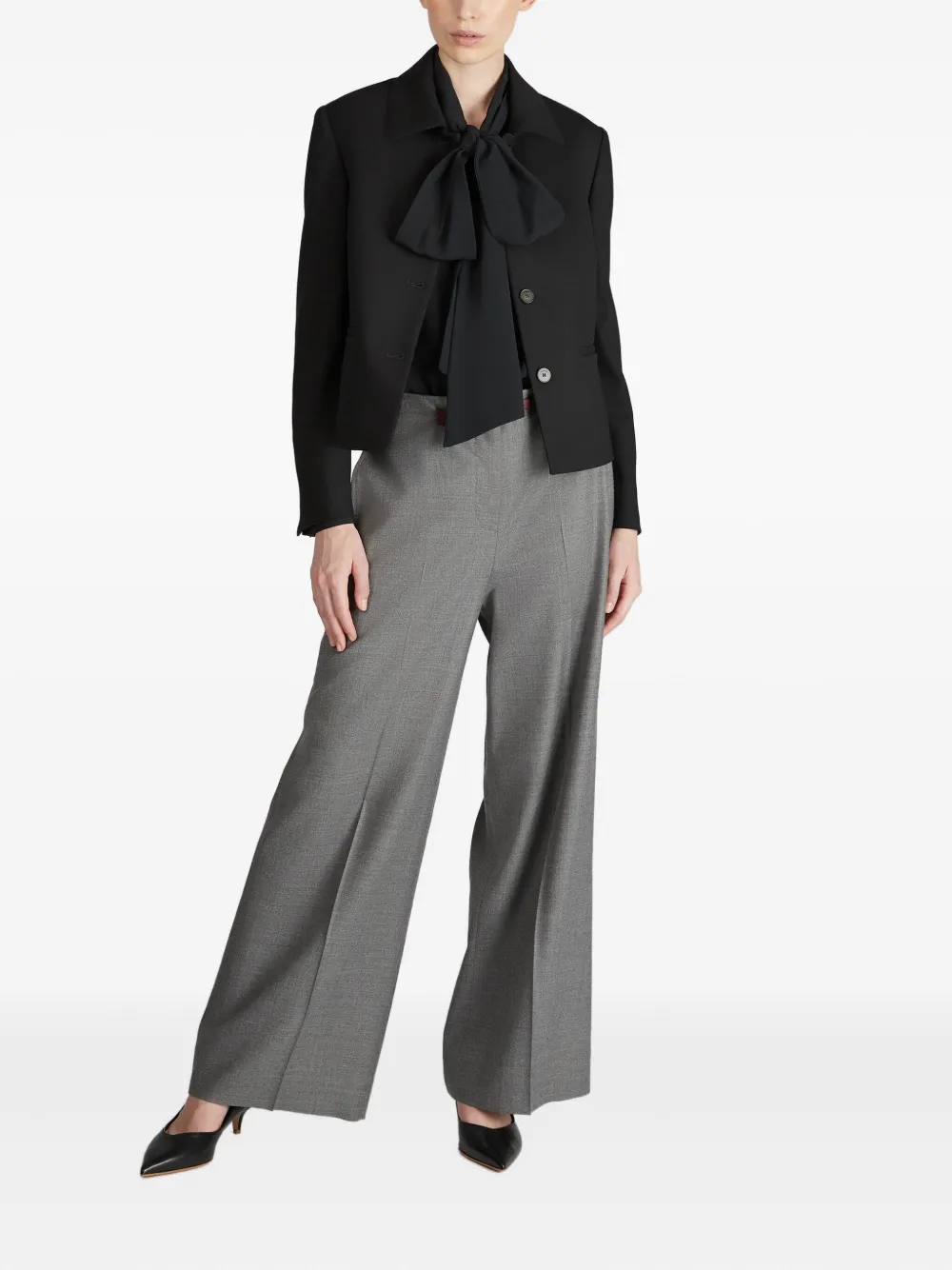 Slowear Buckle-strap Wide-leg Trousers In Gray
