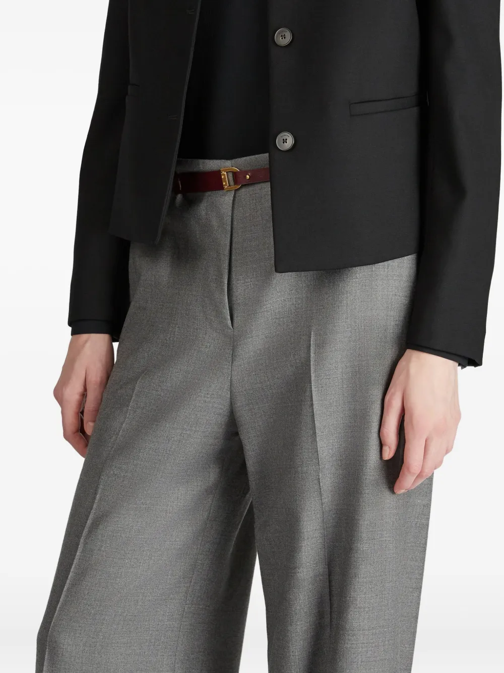 Slowear Buckle-strap Wide-leg Trousers In Gray