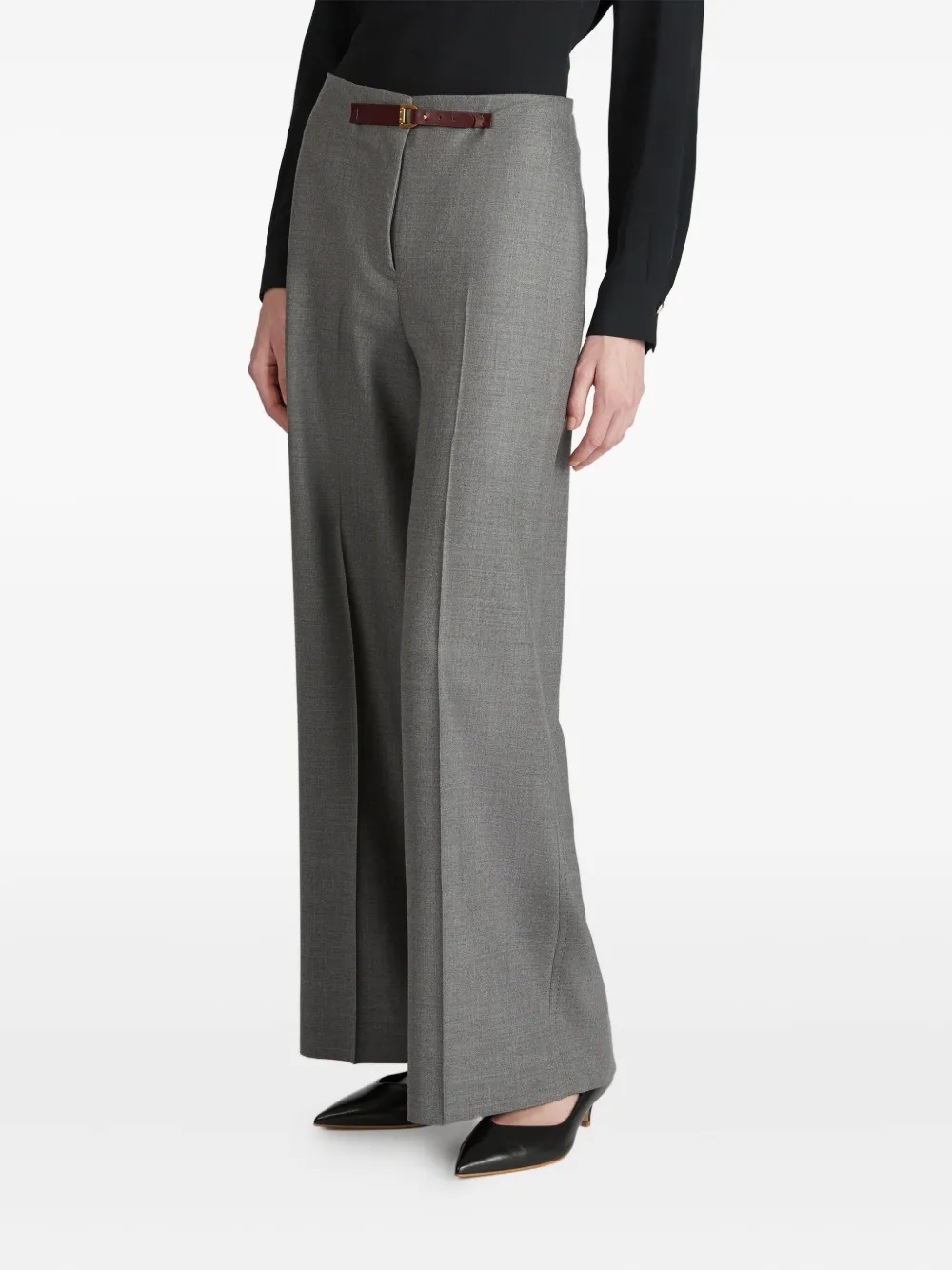 Slowear Buckle-strap Wide-leg Trousers In Gray