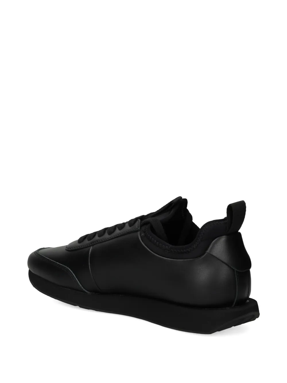 Calvin Klein Logo-embossed Leather Sneakers In Black