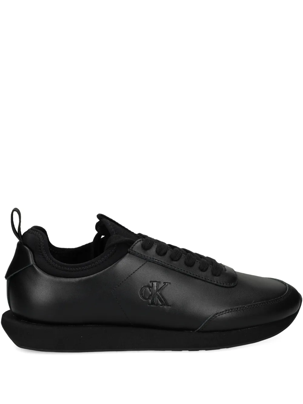 Calvin Klein logo-embossed leather sneakers | Black | Image 1
