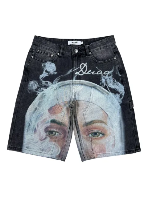duaa Mirror distressed denim shorts
