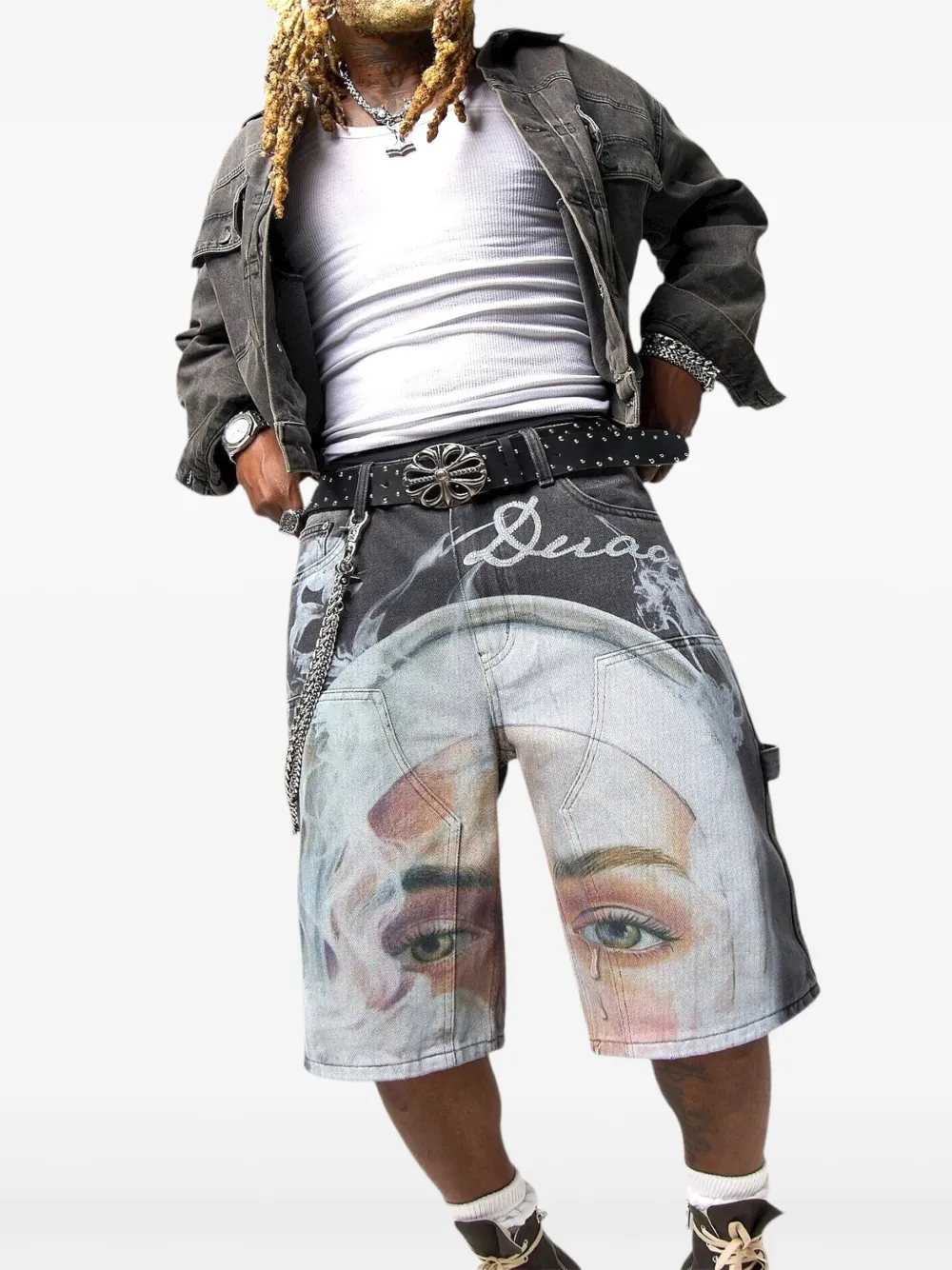 duaa Mirror distressed denim shorts | Denim Shorts | Image 2