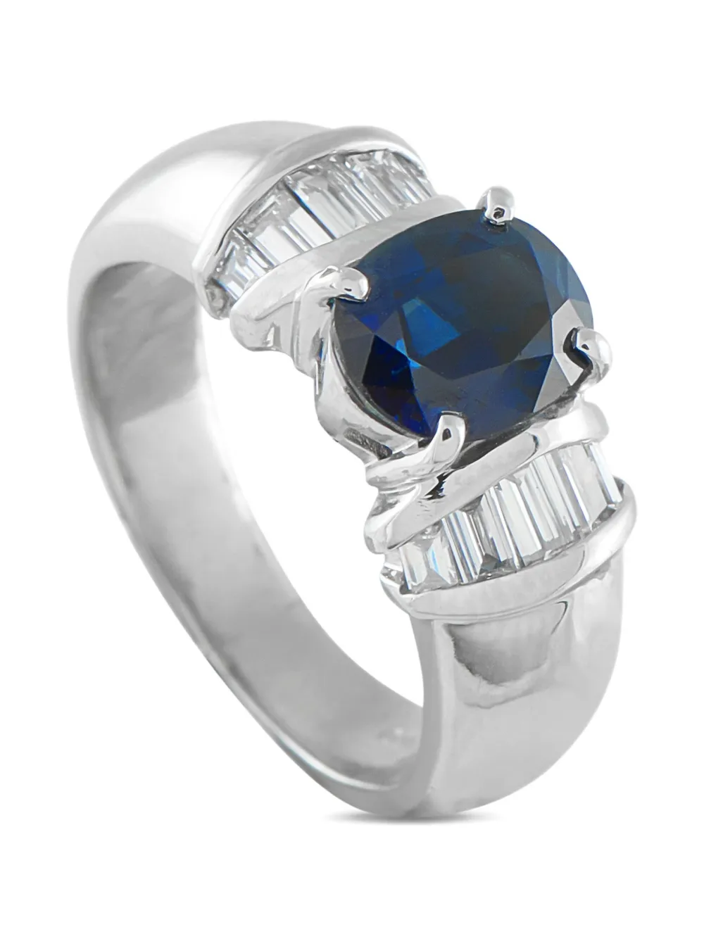 LB Exclusive Platinum Diamond Sapphire Ring - シルバートーン