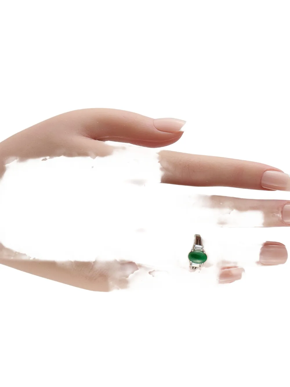 LB EXCLUSIVE Pre-owned Platinum Diamond And Jade Ring In Silver