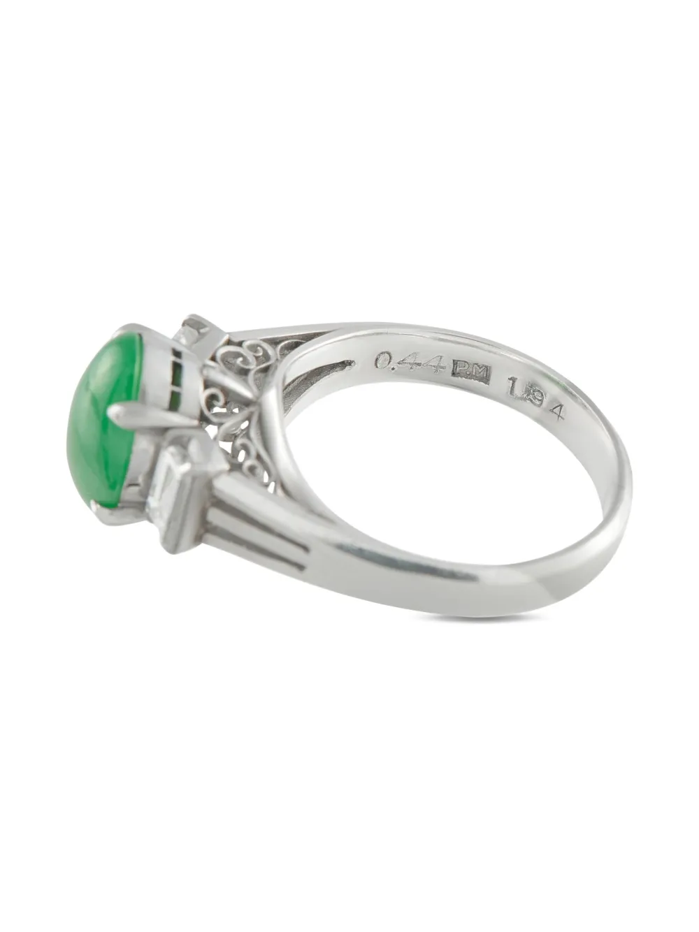 LB EXCLUSIVE Pre-owned Platinum Diamond And Jade Ring In Silver